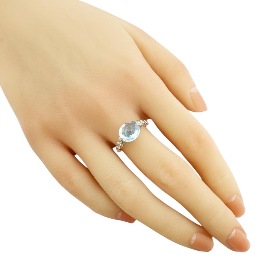 リング 指輪 12号 18金 K18ホワイトゴールド ブルートパーズ