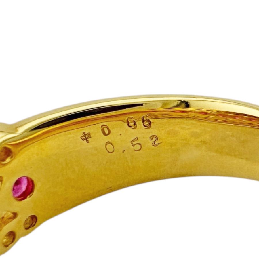 K18ゴールド クリスタル リング 14号　。50kt K18 カラーゴールドリング〕K18 リング ライトイエローゴールド