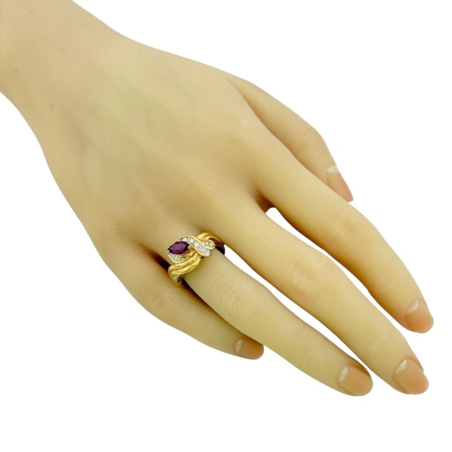 リング 指輪 12号 18金 K18イエローゴールド ルビー レディース 中古