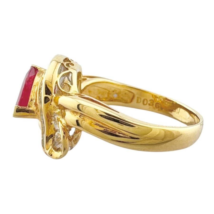 k18 ルビーリング　12号 リング 指輪 12号 18金 K18イエローゴールド ルビー レディース 中古
