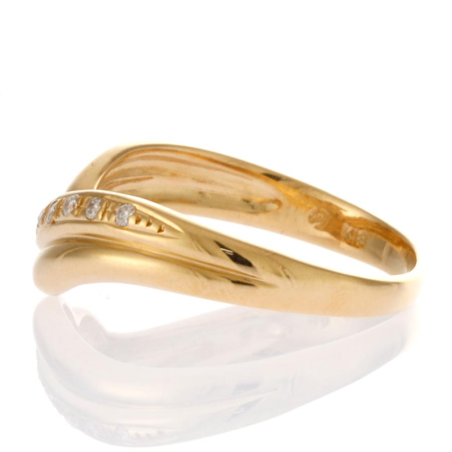 リング 指輪 15号 18金 K18イエローゴールド ダイヤモンド 0.07ct中古  