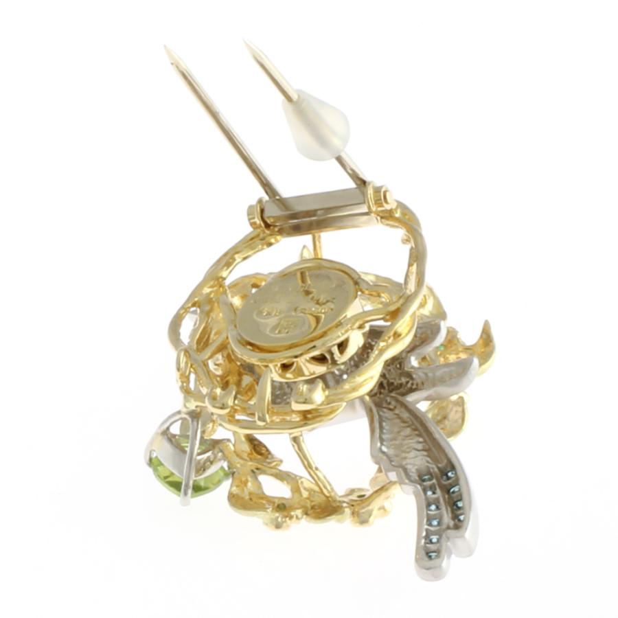 作家】梶光夫 トレンブラン バード ブローチ 18金 K18イエローゴールド