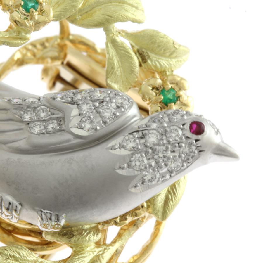 作家】梶光夫 トレンブラン バード ブローチ 18金 K18イエローゴールド