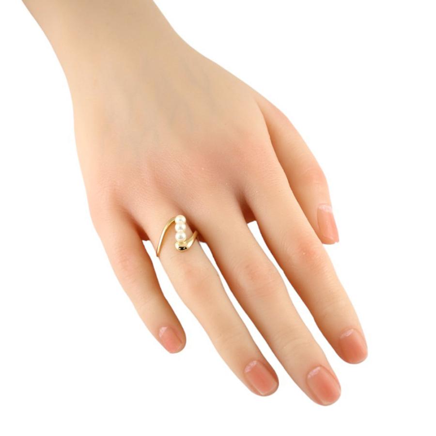 ウエーブ カーブ リング 指輪 8.5号 18金 K18イエローゴールド アコヤ 