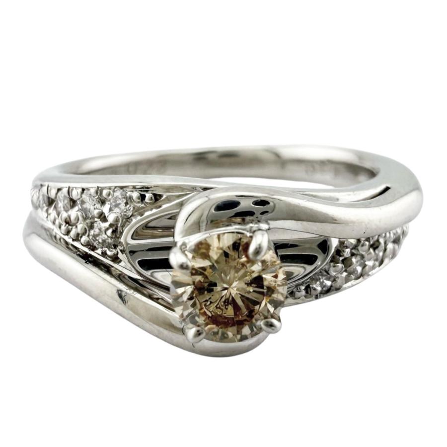 リング 指輪 12号 Pt900プラチナ ブラウンダイヤモンド レディース  