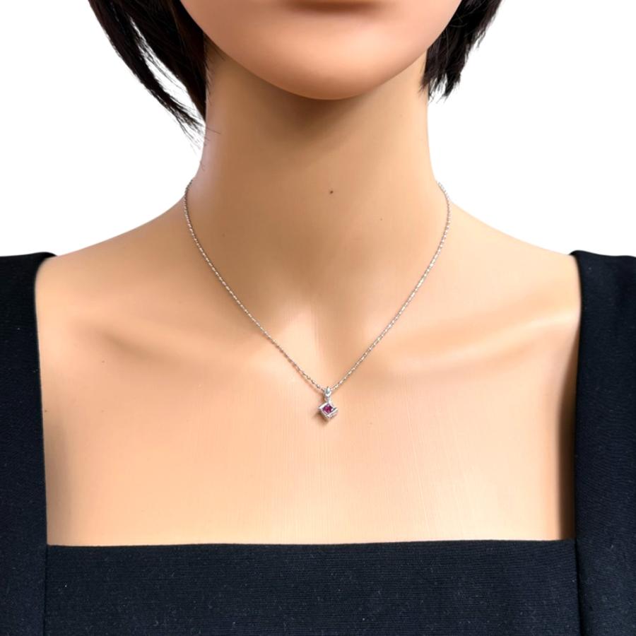 ネックレス 18金 K18ホワイトゴールド ルビー レディース 中古 美品