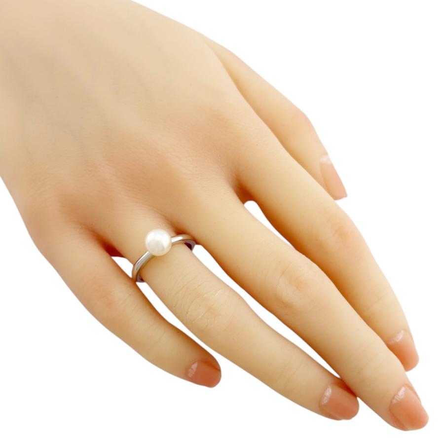 リング 指輪 11.5号 18金 K18ホワイトゴールド パール レディース 中古  