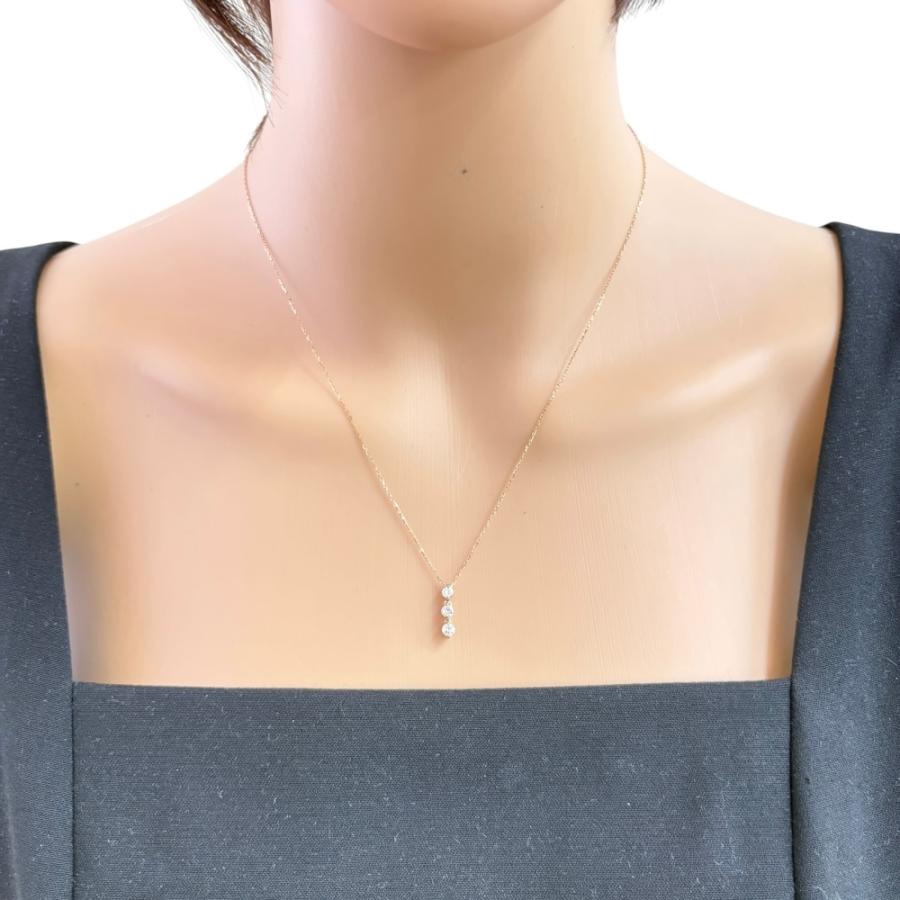 ネックレス 18金 K18ピンクゴールド ダイヤモンド レディース 中古 美 