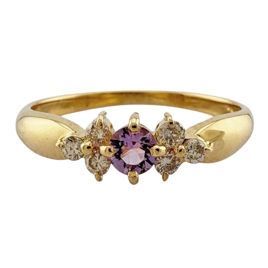 リング 指輪 11号 18金 K18イエローゴールド アメジスト ダイヤモンド