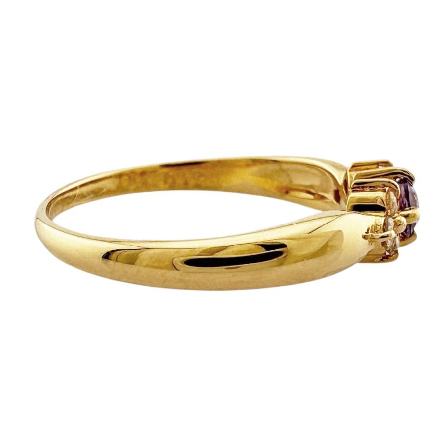 アメシストK18リング11号 リング 指輪 11号 18金 K18イエローゴールド アメジスト ダイヤモンド