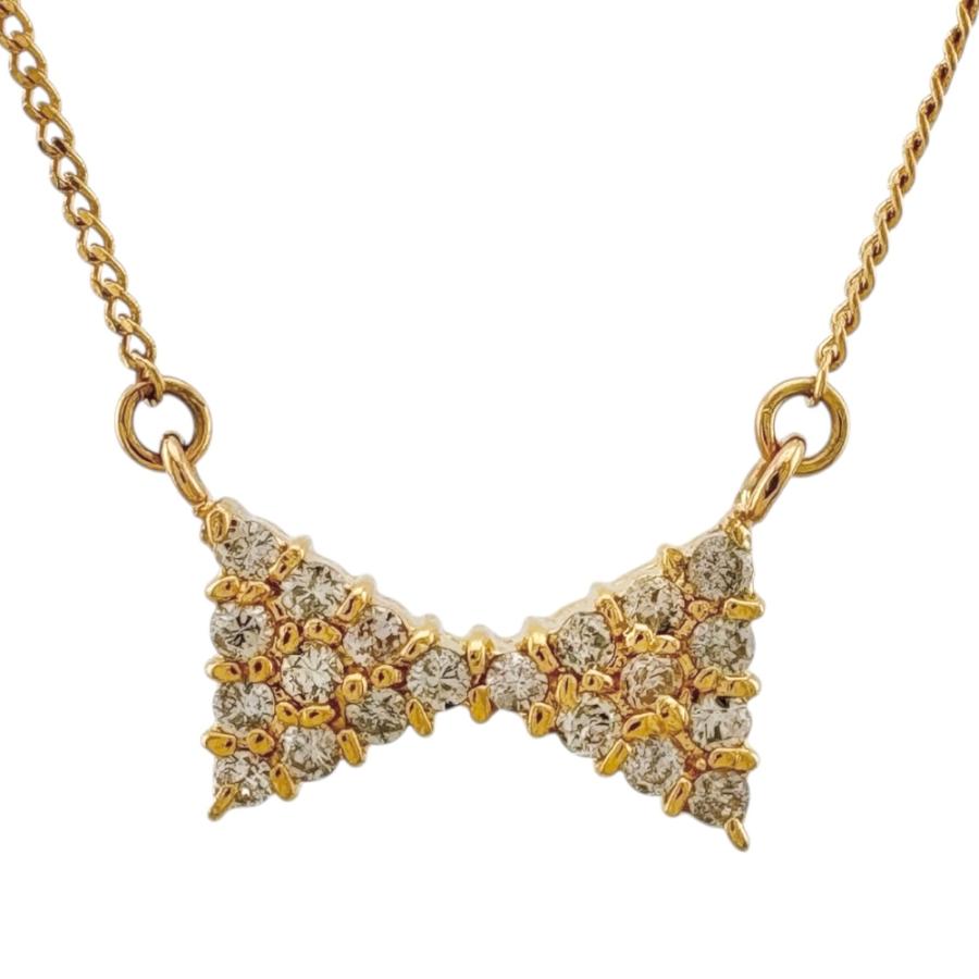 ネックレス 18金 K18イエローゴールド ダイヤモンド レディース 中古  