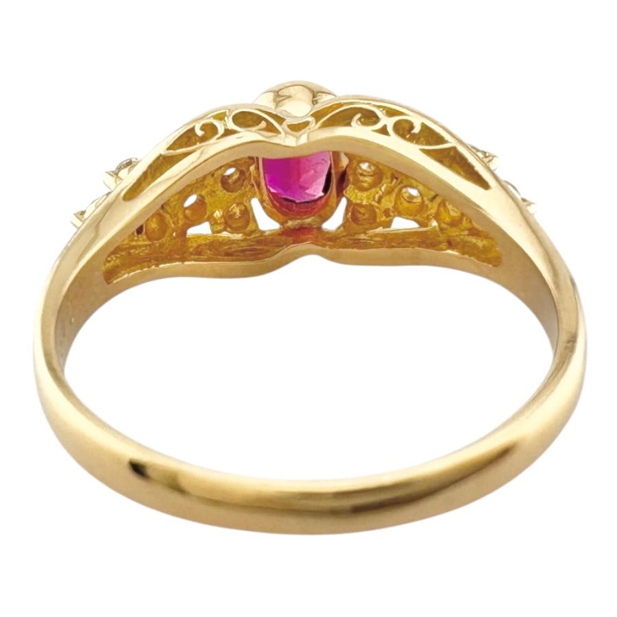 リング 指輪 11号 18金 K18イエローゴールド ルビー レディース 中古  