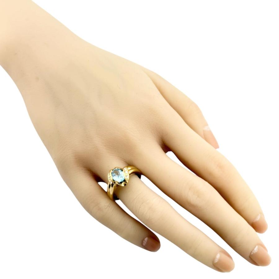 リング 指輪 15.5号 18金 K18イエローゴールド ブルートパーズ  