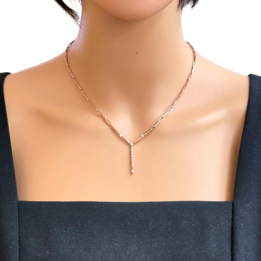 ネックレス 18金 K18ピンクゴールド ダイヤモンド レディース 中古 美 