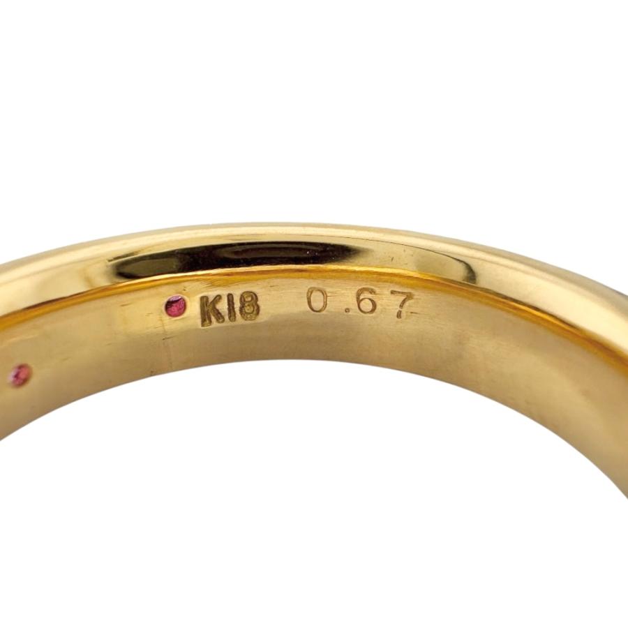 リング 指輪 14号 18金 K18イエローゴールド ルビー レディース 中古