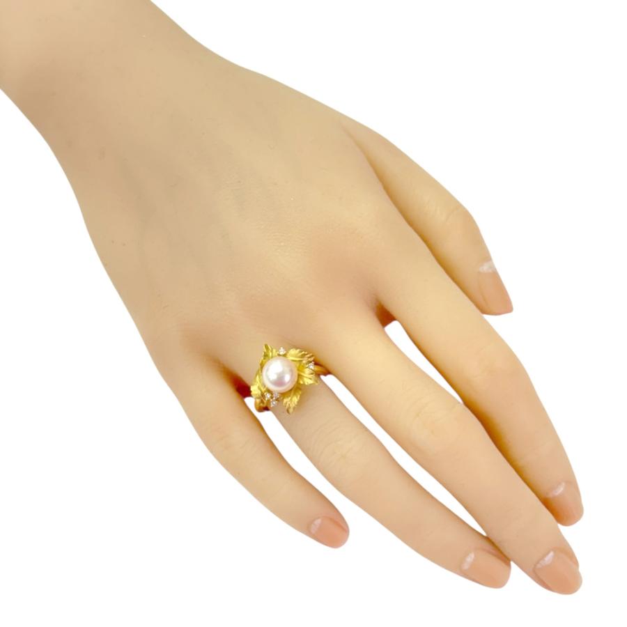 リング 指輪 13号 18金 K18イエローゴールド アコヤパール レディース