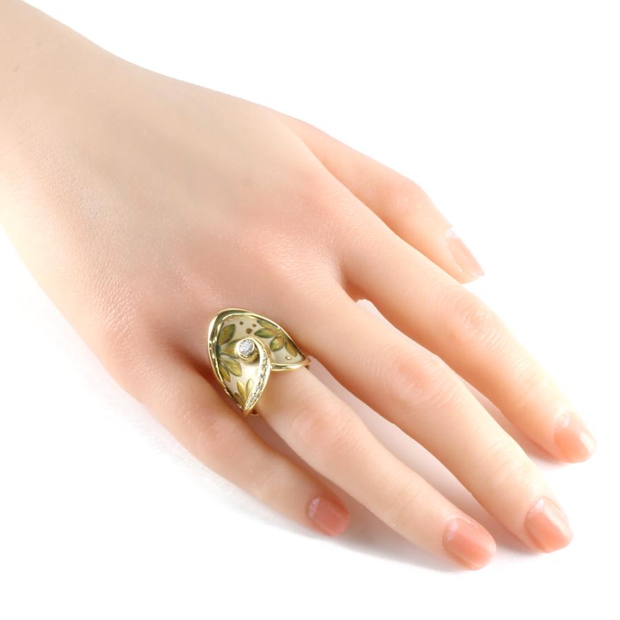 作家 石川義雄 フラワー リング 指輪 12号 18金 K18イエロー