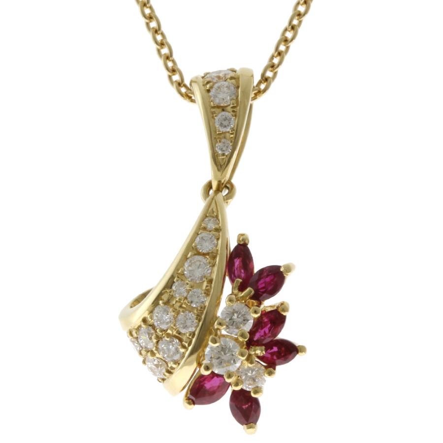 Queen クィーン ネックレス 18金 K18イエローゴールド ルビー 0.78ct  
