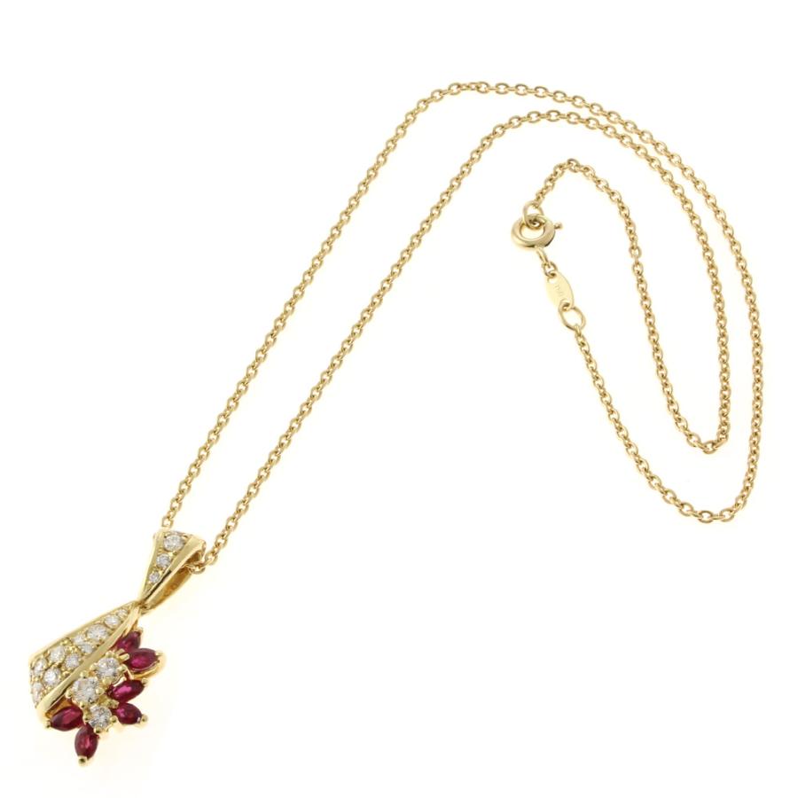 Queen クィーン ネックレス 18金 K18イエローゴールド ルビー 0.78ct