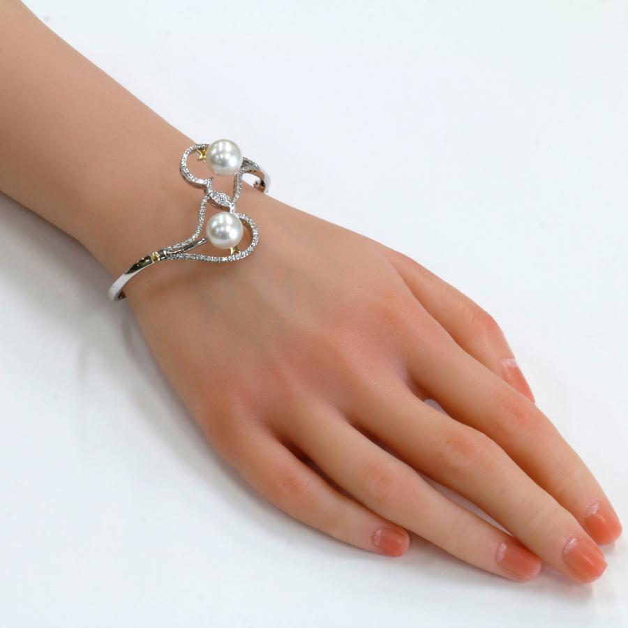 作家 SHOW YAMAGATA バングル 18金 K18ホワイトゴールド パール