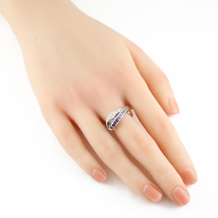 18金ホワイトゴールド × サファイア × ダイヤモンド リング 18金ホワイトゴールド × サファイア × ダイヤモンド リング