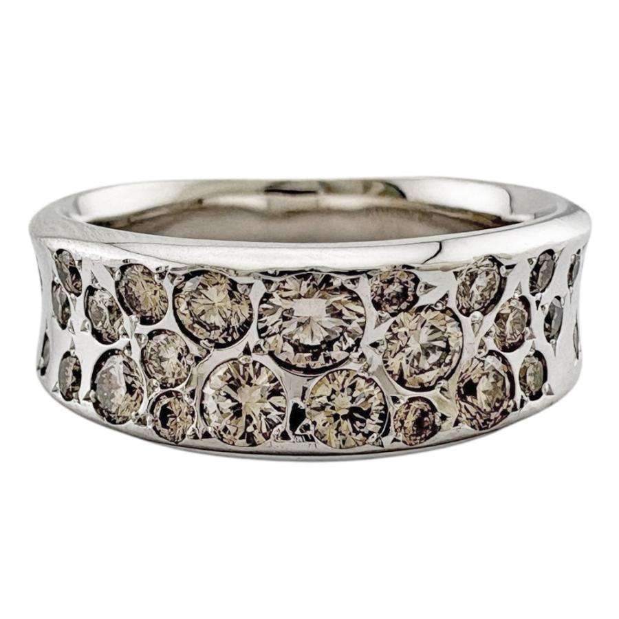 ブラウンダイヤモンド リング 指輪 15号 18金 K18ホワイトゴールド