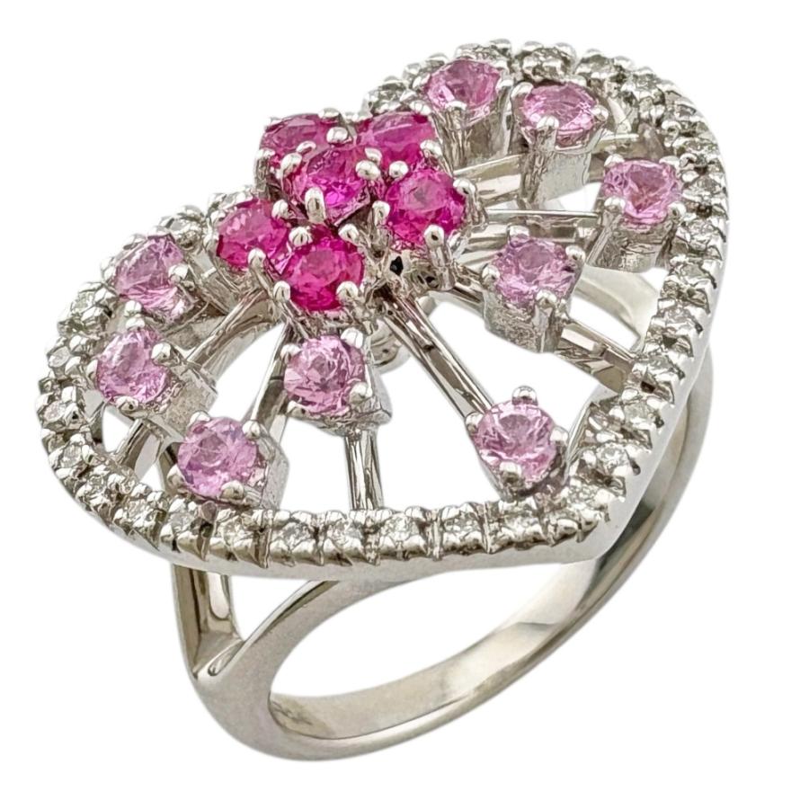 k18 ハート11号リング ハート リング 指輪 11号 18金 K18ホワイトゴールド ピンクサファイア