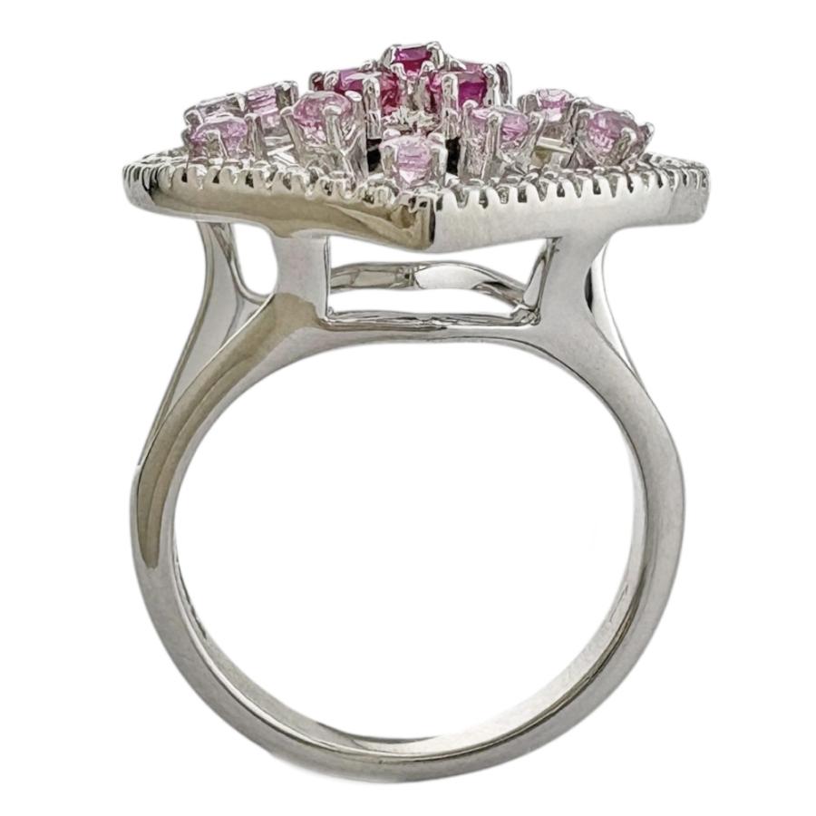 ハート リング 指輪 11号 18金 K18ホワイトゴールド ピンクサファイア