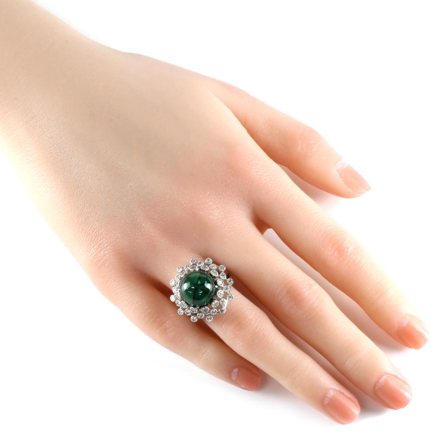 K18WG リング 指輪 トラピッチェエメラルド9.093ct ダイヤ0.65ct 鑑別