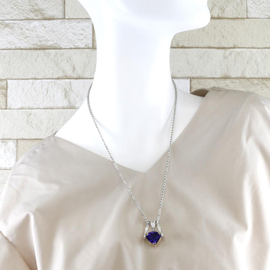 Pt900/850 K18 ネックレス タンザナイト20.127CT ダイヤモンド0.60CT