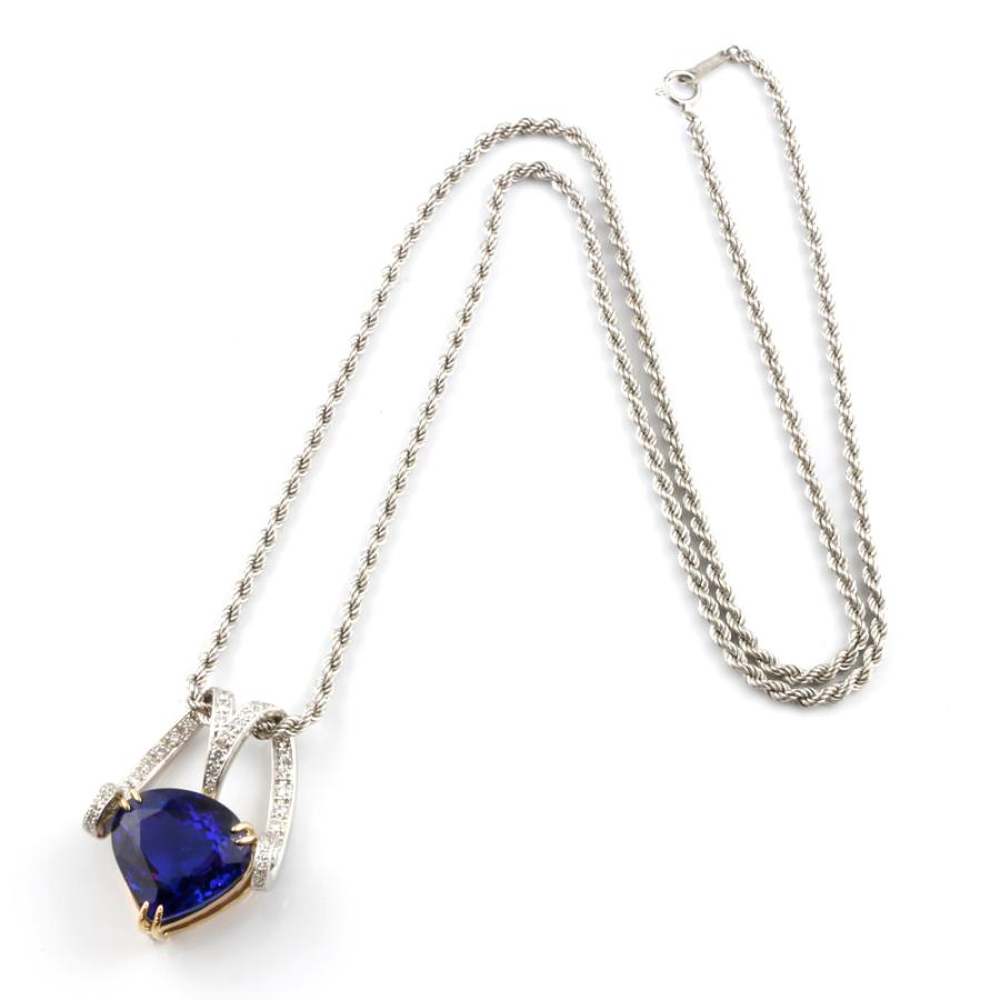 Pt900/850 K18 ネックレス タンザナイト20.127CT ダイヤモンド0.60CT