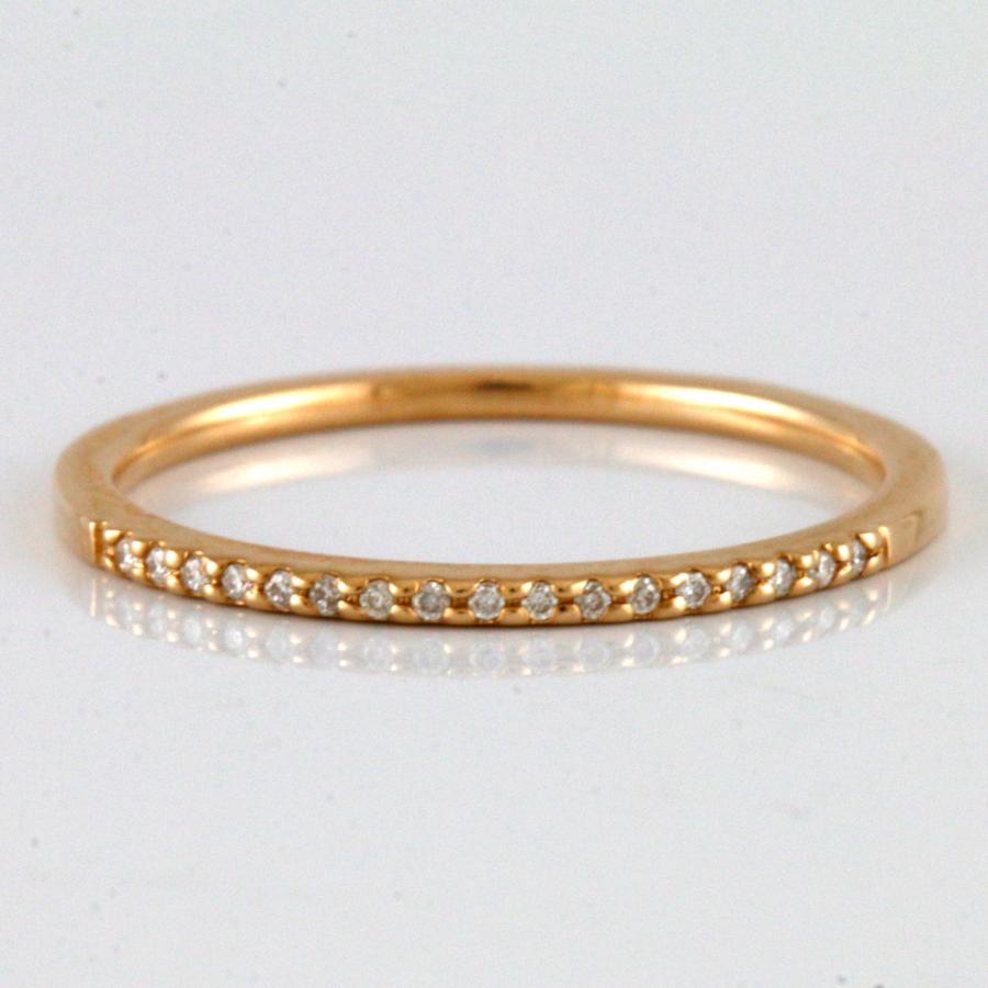 agete アガット K10 リング 指輪 ダイヤモンド 9号 華奢 ハーフ  