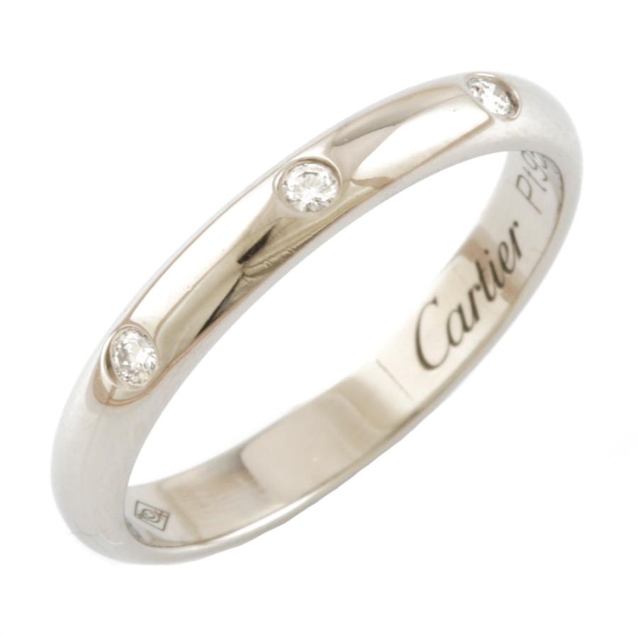 カルティエ CARTIER Pt950 リング 指輪 ダイヤモンド ウェディングリング 3ストーン 7号 #47 Pt950プラチナ シルバー