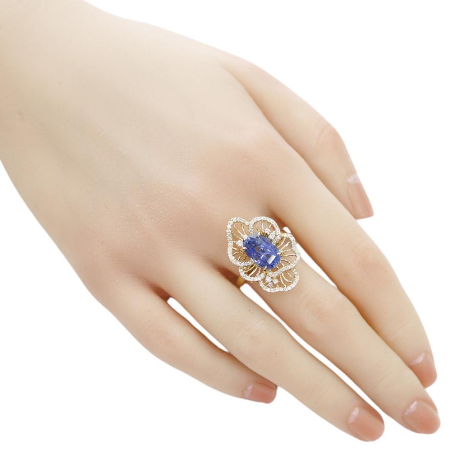 ゴールド サファイア デザインリング K18 14号 リング 指輪 14号 18金 K18イエローゴールド サファイア レディース