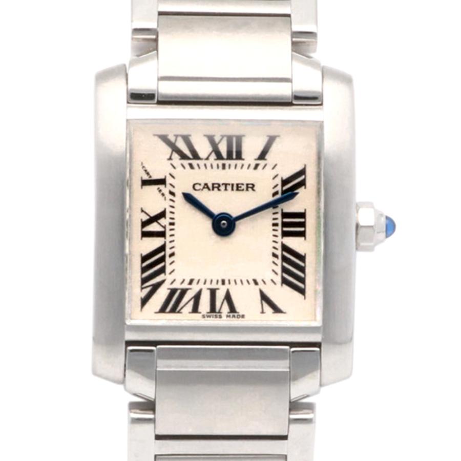 【保証書付】 ステンレススチール 腕時計 SS SM タンクフランセーズ カルティエ CARTIER 2384 中古 ホワイト【SH】 シルバー 腕時計