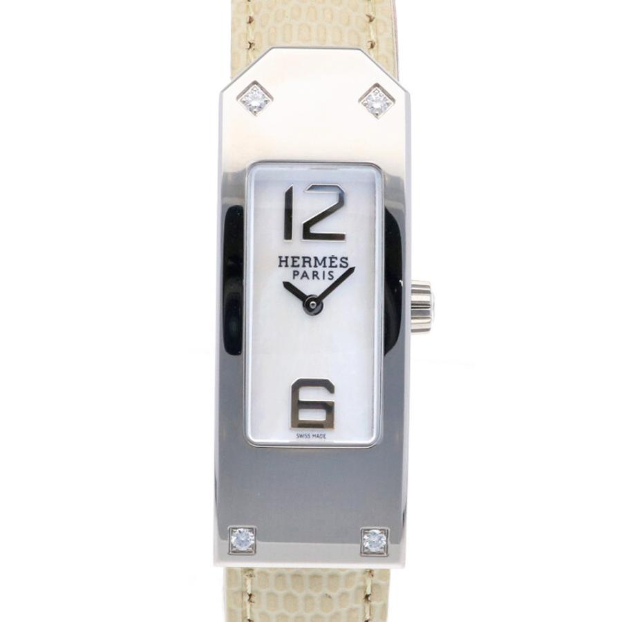 新品本物 HERMES エルメス SS 腕時計 4Pダイヤ ケリー2  ステンレススチール KT1.230 シルバー ホワイト 中古 腕時計