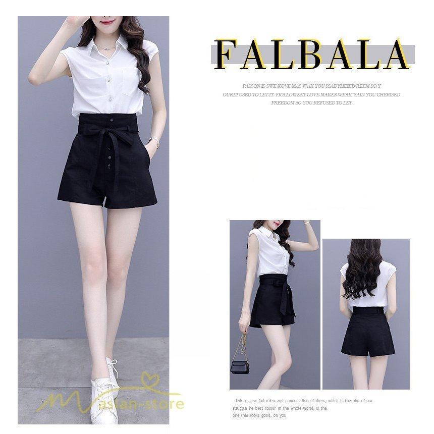 セットアップ レディース きれいめ ワイトパンツ 白ブラウス シフォンセットアップ 40代 夏 七分袖トップス 上下セット 韓国風 通勤 Ol オシャレ 体型カバー 通販でクリスマス