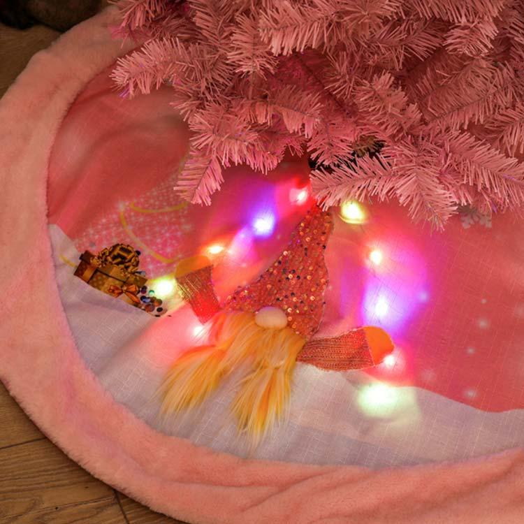 直径108cm ツリースカート ピンク サンタ 3D サンタクロース クリスマスツリー スカート ライト付き 足元スカート 足元カバー 円形 ラグ 北｜rl-select｜04