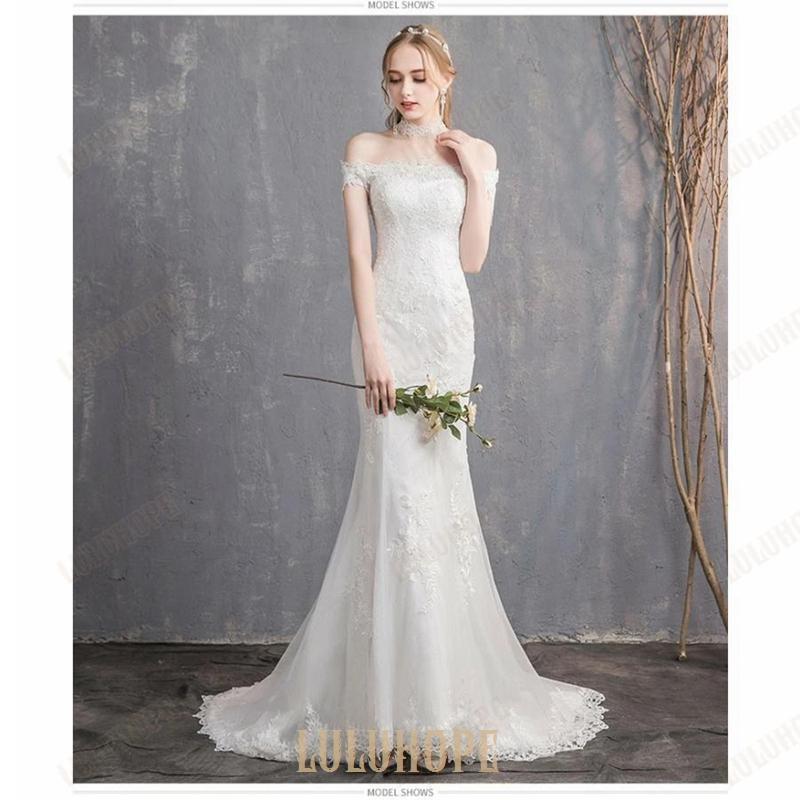 ウェディングドレス マーメイドライン ドレス オフショルダー 花嫁 結婚式 ウエディングドレス 編み上げタイプ レース 刺繍トレーンドレ 大きいサイズ |  | 04