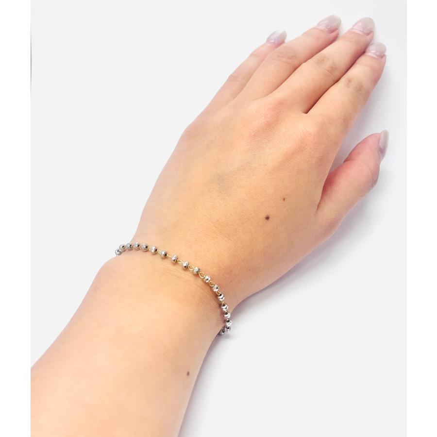 ブレスレット 18金 ミラーボール 幅3mm 18cm ダイヤカット K18 WG YG