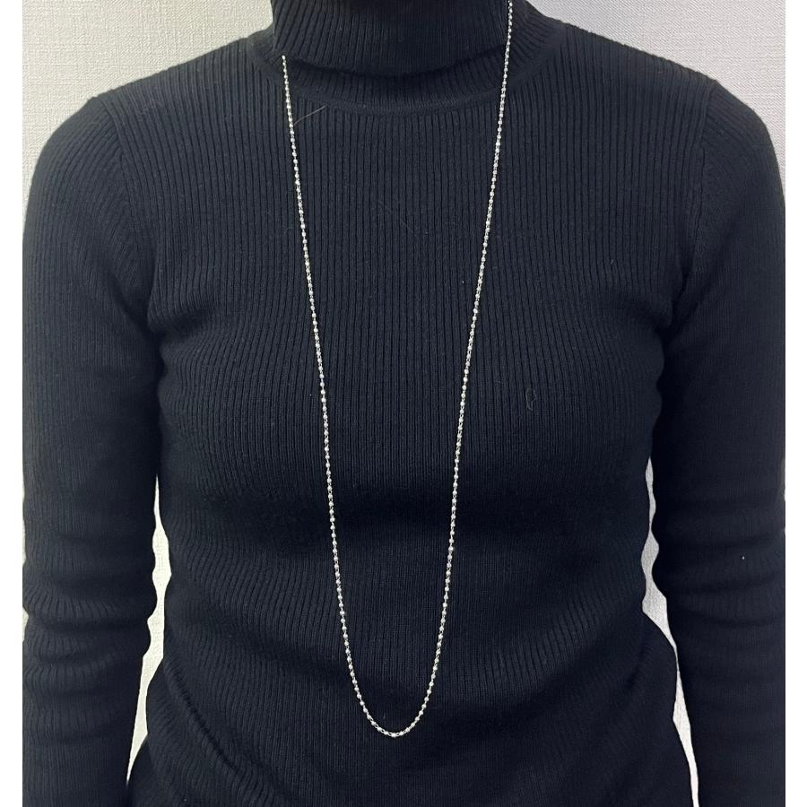 ロング ネックレス 18金 ホワイトゴールド カットボール 100cm K18 WG