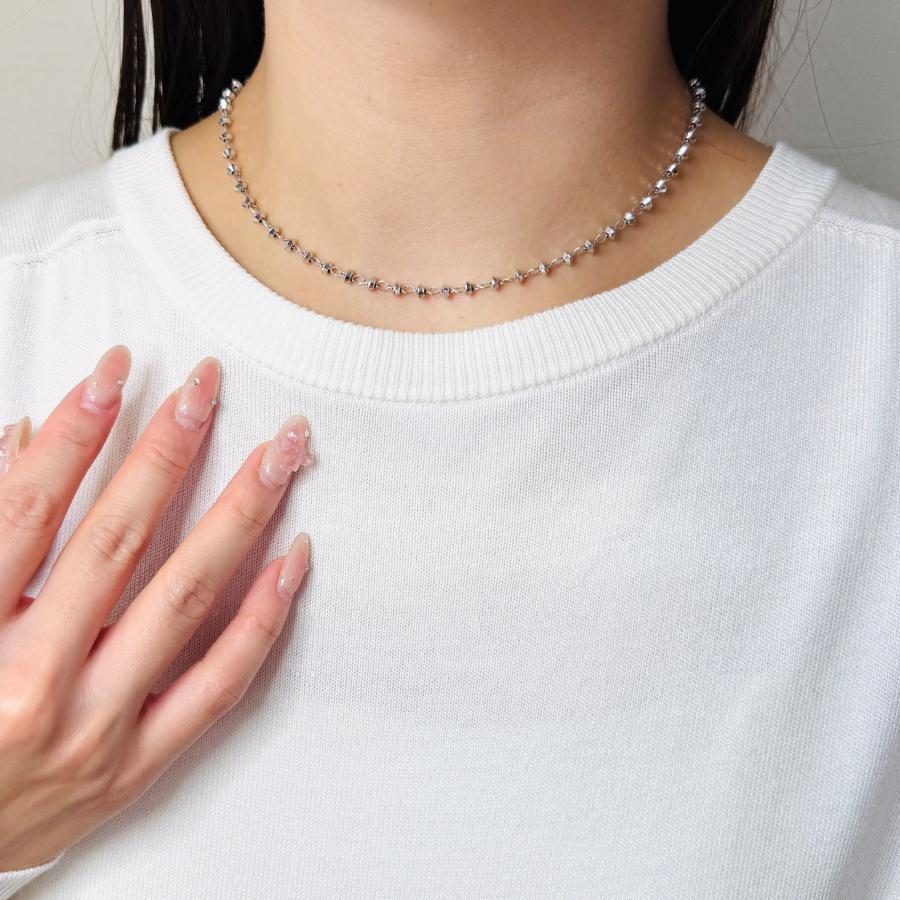 ロング ネックレス 18金 ホワイトゴールド カットボール 70cm 3WAY K18