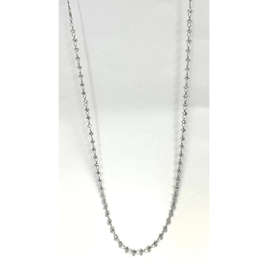 ロング ネックレス 18金 ホワイトゴールド カットボール 70cm 3WAY K18