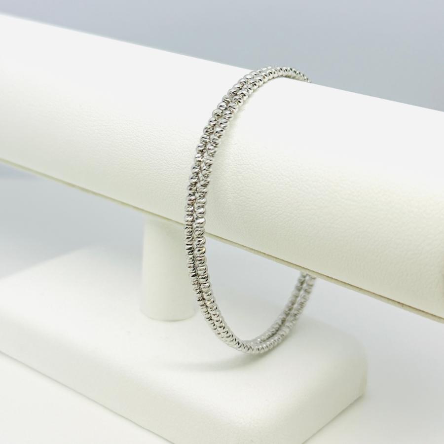 バングル 18金 ホワイトゴールド ミラーボール 幅4mm 2列 15cm K18 WG