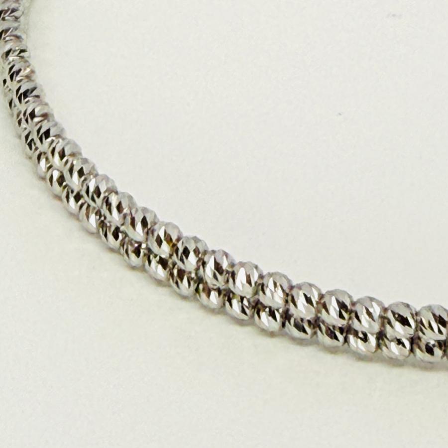バングル 18金 ホワイトゴールド ミラーボール 幅4mm 2列 15cm K18 WG