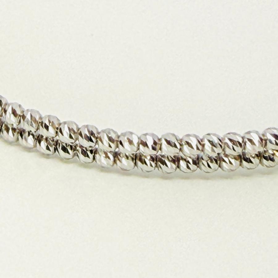 バングル 18金 ホワイトゴールド ミラーボール 幅4mm 2列 15cm K18 WG