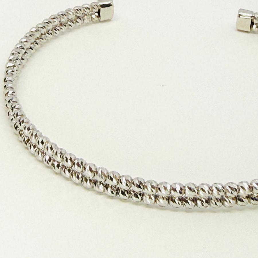 バングル 18金 ホワイトゴールド ミラーボール 幅4mm 2列 15cm K18 WG