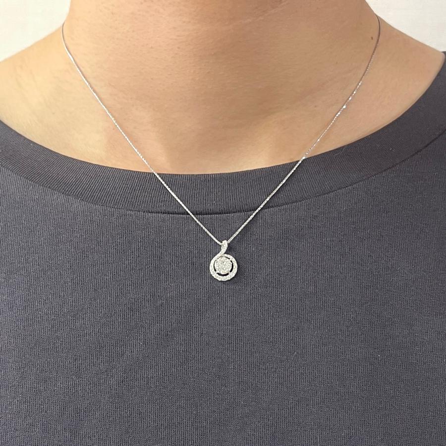 ネックレス ダイヤモンド 0.39ct 18金 ホワイトゴールド K18 WG 45cm