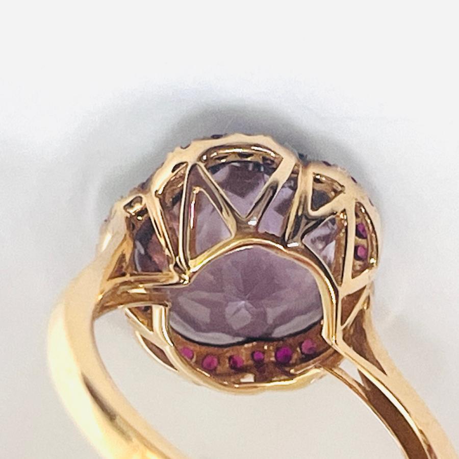 リング 18金 ピンクゴールド アメジスト 3.05ct ルビー 花 フラワー  