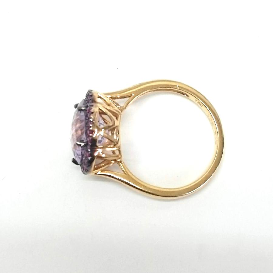 リング 18金 ピンクゴールド アメジスト 3.05ct ルビー 花 フラワー  